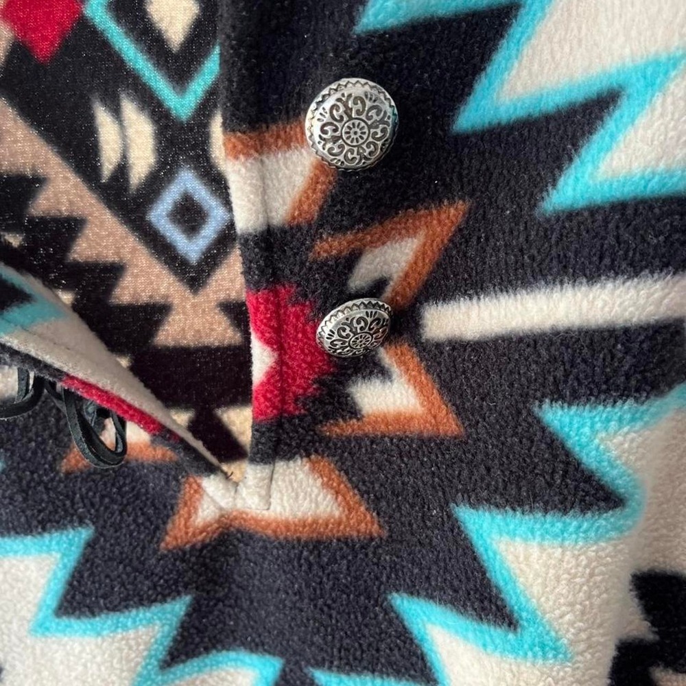 Western Wits Aztec Print Fleece 1/4 Button Pullover XL - Picture 2 of 6